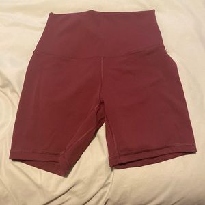 Maroon Lululemon biker shorts